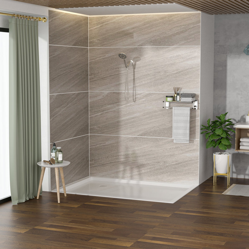 Douche à main réglable en nickel brossé avec 7 modes - Grande tête de 4,7 po, tuyau en acier inoxydable de 59 po, support d'angle pour salle de bain confortable, finition 7 po, 4,7 po, 59 po de plaisir optimal