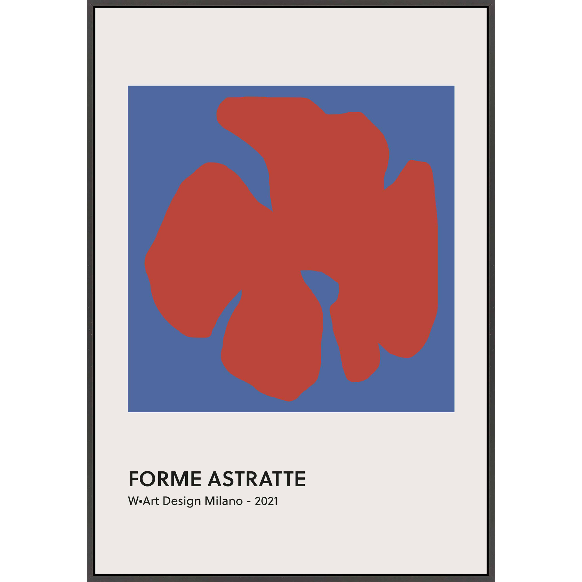 Despina Forme Astratte Blue & Red by Romina Gadler, Black Framed Canvas, 38" H x 26.5" W x 1.25" D