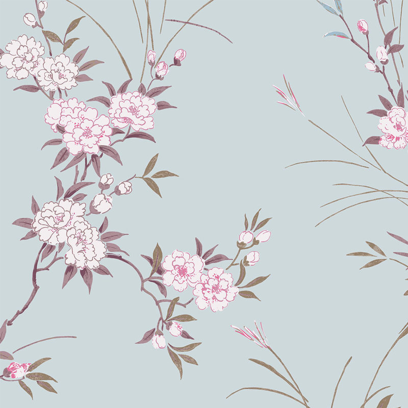 Rachel Ashwell Bird Chinoiserie Pink Gold Wallpaper, Blue