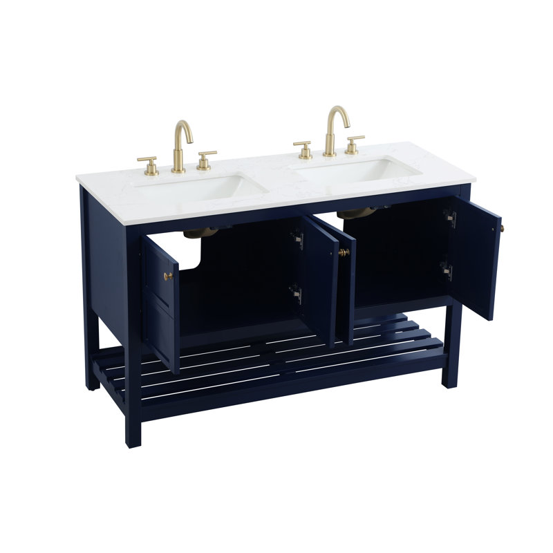 54 inch Double Bathroom Vanity, Blue