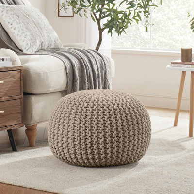 100% Cotton Hand Knitted Pouf Ottoman