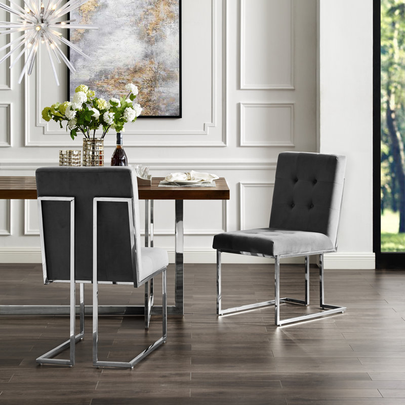 Chaise d'appoint Vannessa, gris, Chrome