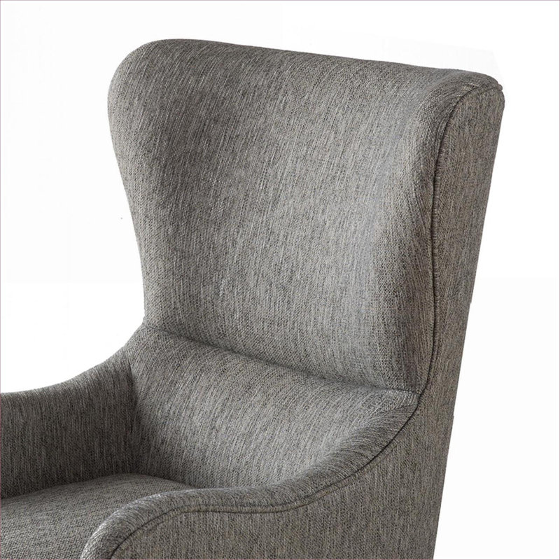 Fauteuil d'appoint à oreilles simple en bois massif gris foncé de Classic, sièges d'appoint classiques pour espaces résidentiels