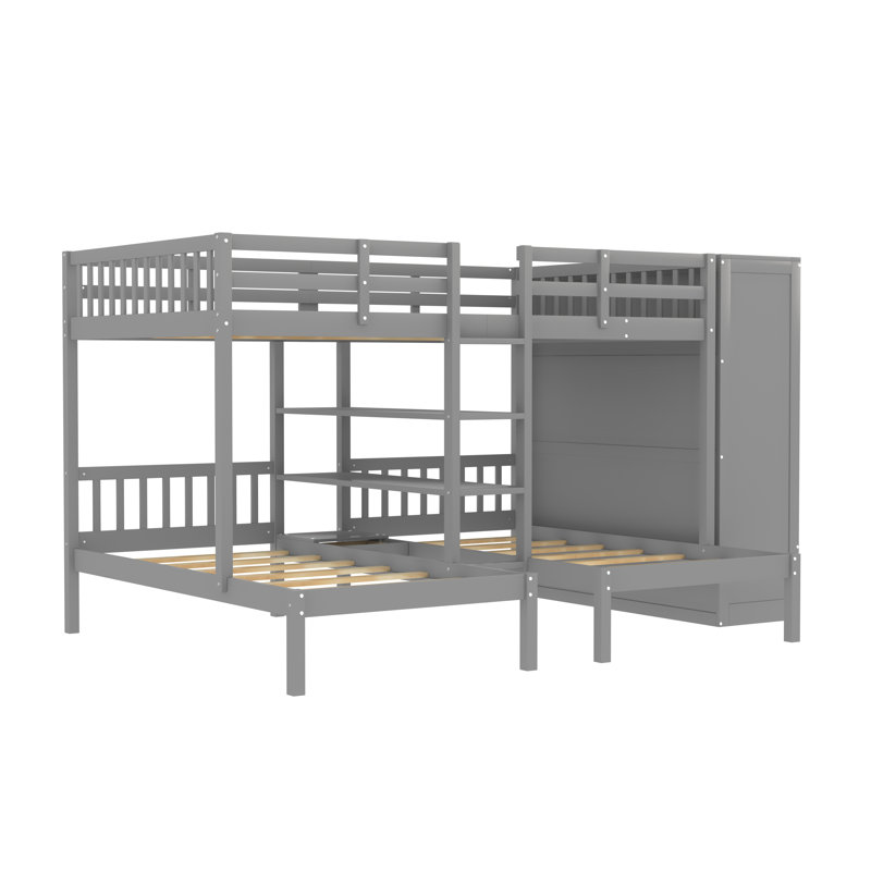 Jamaur Kids Full,Twin Bunk Bed with Drawers, Gray