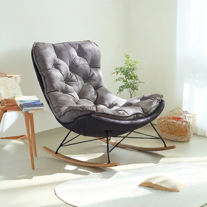 Chaise berçante moderne rembourrée, Noir, noir, noir, noir