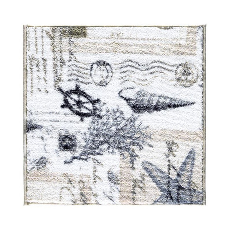 Tapis pour salle de bain Shockley, Beige / Blanc