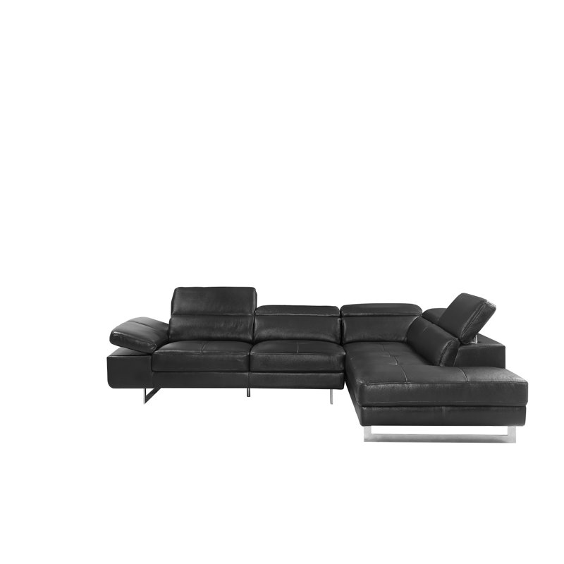 Keyesport Upholstered L-Shaped Sectional, Black, Right Hand Facing