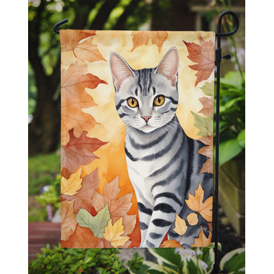 Cat in Fall Leaves Garden Flag
