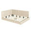 Lit de jour beige rembourré pleine grandeur - Style classique moderne, rehausse la chambre à coucher, avec élégance en velours de lattes, s'adapte à la chambre à coucher, support
