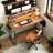 Computer Desk With Power Outlets Fast Charging Type-c Included, Gaming Desk With Led Lights, 47" Office Desk With Adjustable Monitor Stand, Small Desk Home Office Desks With Storage Bag & Hook-1884915204