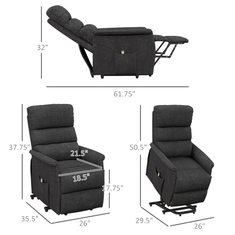 Fauteuil inclinable électrique avec télécommande, Noir