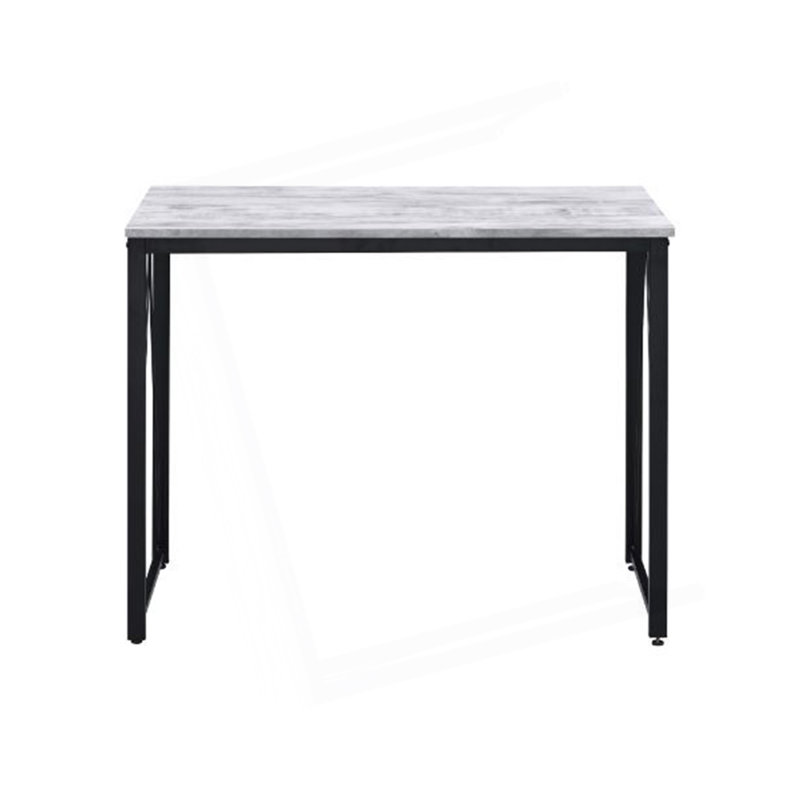 Bureau d'écriture rectangulaire avec base en métal, Blanc antique, H 28 po x l 35 po x P 18 po