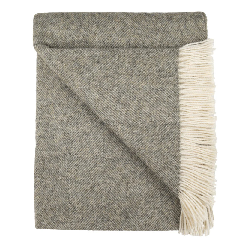 Jeté tissé en laine d'agneau Shetland, Gris du domaine