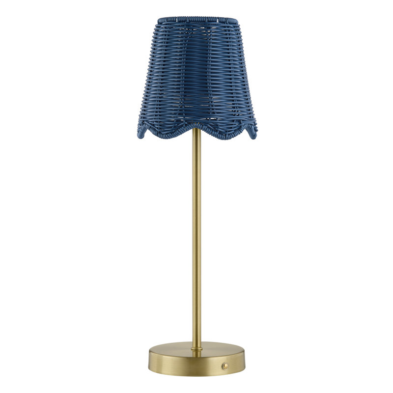 18" Metal Table Lamp With Blue Shade, Blue