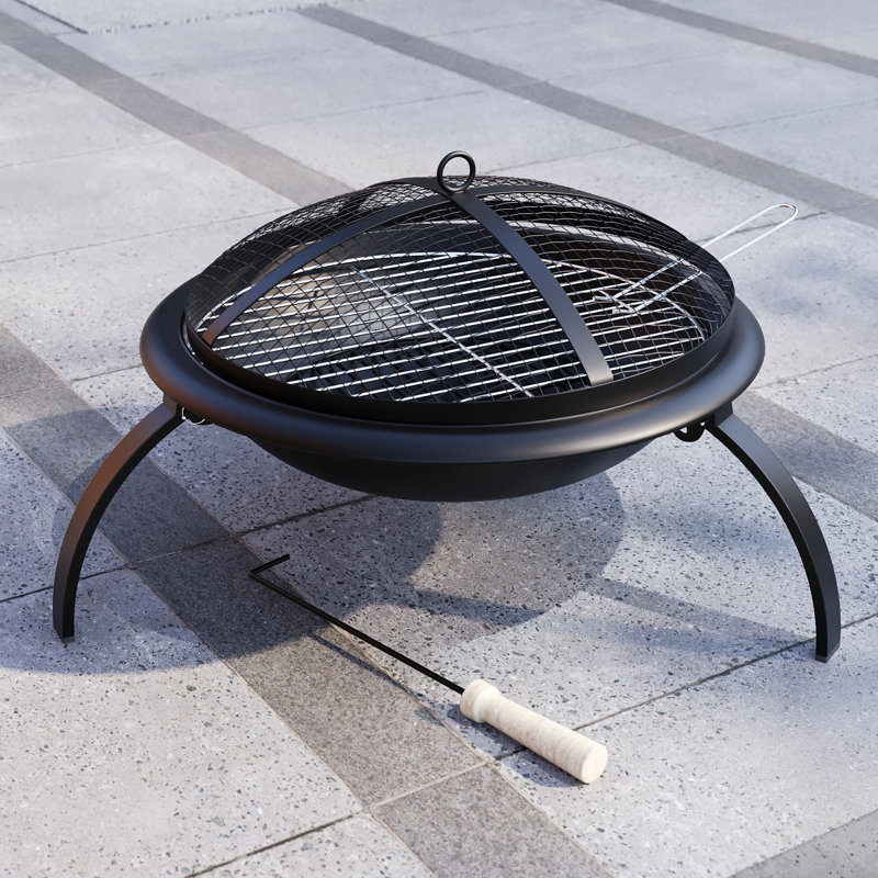 Abigaille Round Steel Smokeless Fire Pit, 37cm H x 54cm W x 51cm D