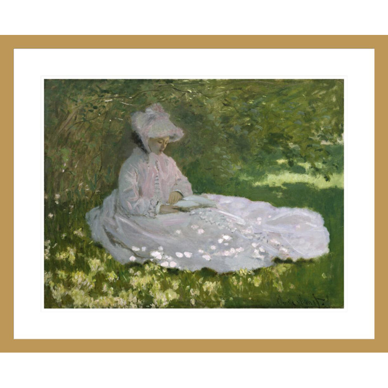 «Springtime» par Claude Monet, impression giclée encadrée, H 23,5 po x l 28,73 po