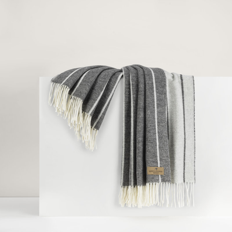 Crystal Blue Fiji Stripe Throw, Dark Gray Striped