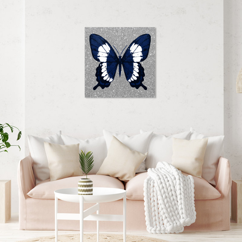 Animaux, papillon et paillettes - Insectes, Toile tendue, H 30 po x l 30 po x P 1,5 po