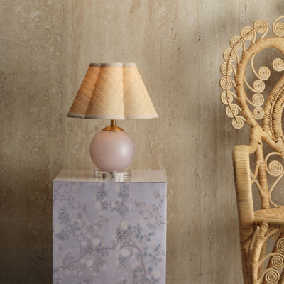 Connor Blown Glass Table Lamp With Raffia Shade