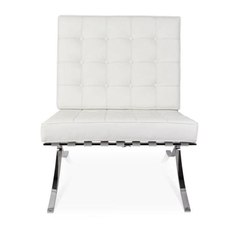 Allende Leather Lounge Chair, White