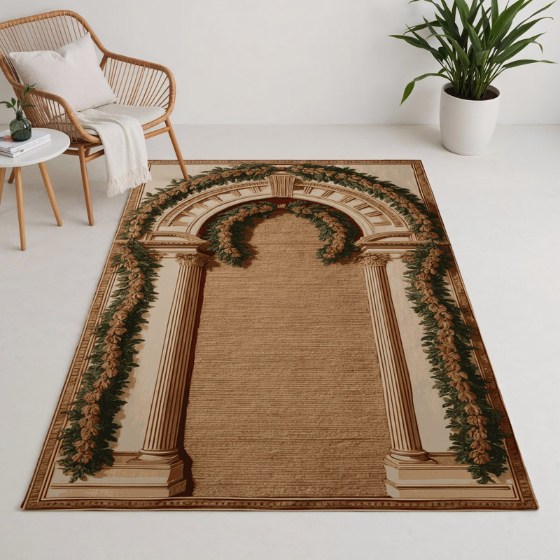 Tapis d'intérieur et d'extérieur brun français, Rectangle 9 pi x 12 pi