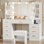 49.2" Makeup Vanity With 8 Drawers & Power Outlet And Glass Top 