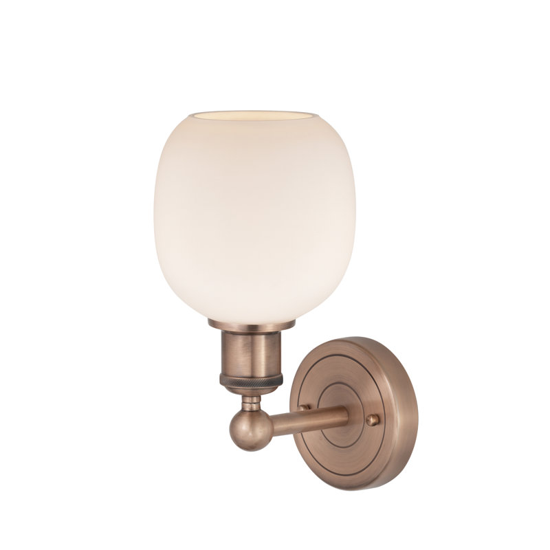 Cheraw Armed Sconce, Matte White, Antique Copper