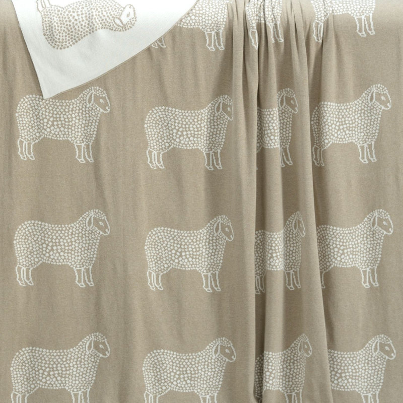 Beige Sheep Large Knitted Throw