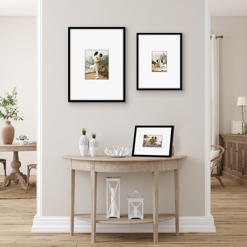Set of 3 Picture Frames - Gallery Wall Frame Set with One 18x24 Frame with 8x10 Mat, One 11x14 Frame with 5x7 Mat and One 9x12 Frame with 4x6 Mat - Black