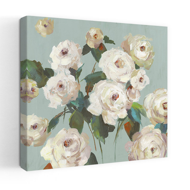 Art naturel contemporain délicat La Rosa, H 18 po x l 18 po