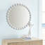 Miroir mural rond Marlowe White de 68,5 cm de diamètre, orné de perles et encadré en métal.-64841046-70892903