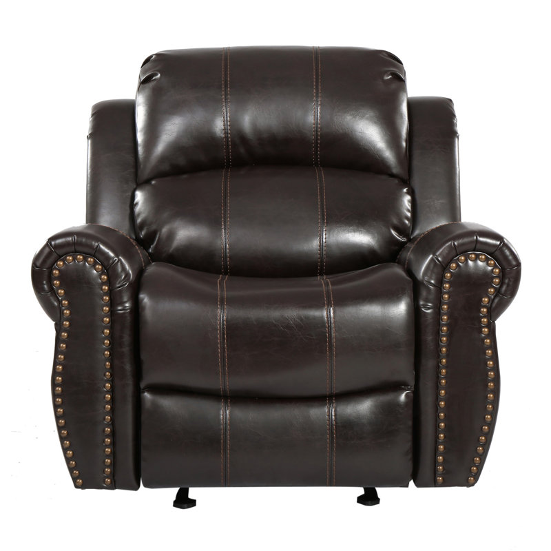 Fauteuil inclinable manuel en similicuir avec un confort spacieux et une fabrication robuste, Brun, Manuel - levier / poignée