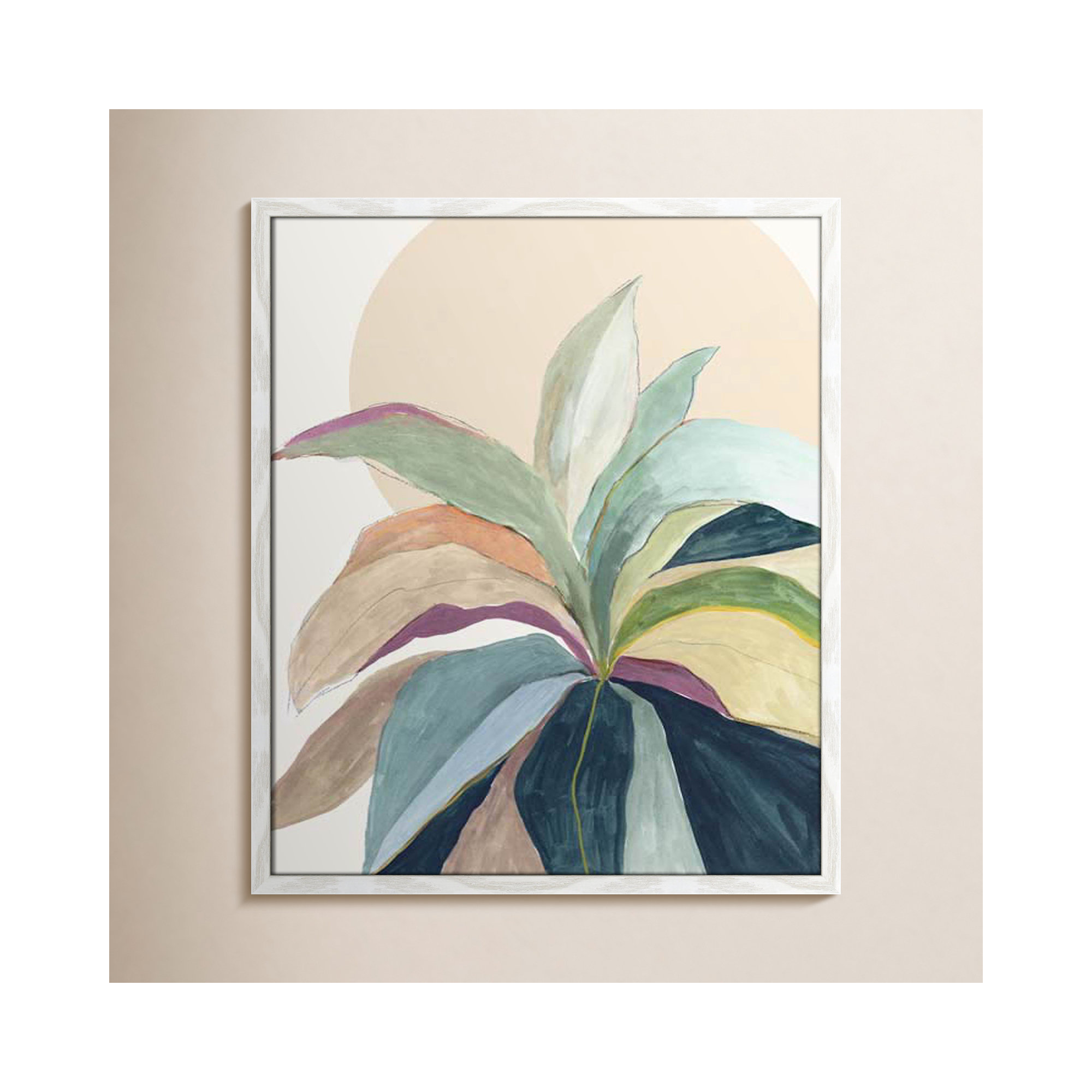 Sunny Bright Leaves II by Asia Jensen, 25.5" H x 21.5" W x 0.75" D, White Slim Unmatted Picture Framed