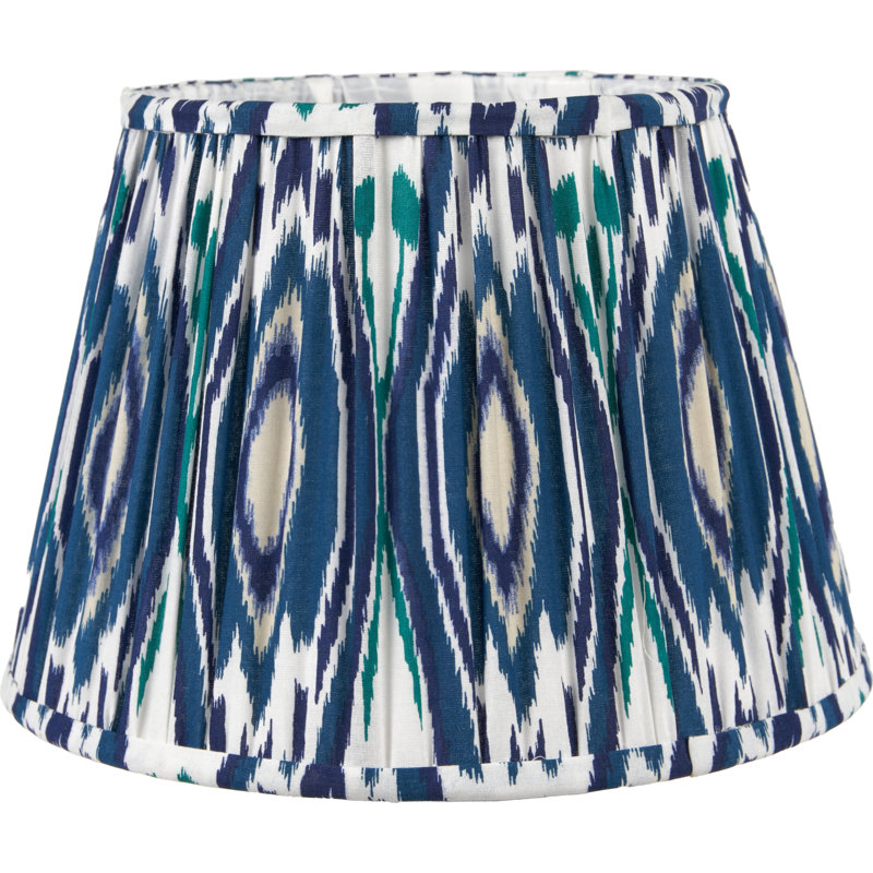 Pleated Cotton Cylinder Shade, Blue, 31cm H x 45cm W x 45cm D
