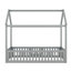 Lit simple gris avec clôture, porte - lit de construction en pin, gris, clôture et
