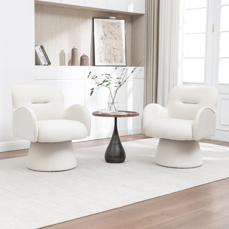 Velvet Revolving Chair, White