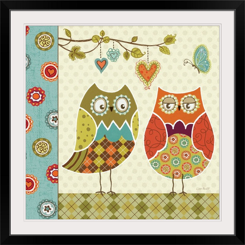 « i » par lisa audit, impression Owl Wonderful, H 38 po x l 38 po x P 1 po, Cadre noir