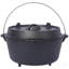 Cocotte en fonte pré-assaisonnée avec couvercle, parfaite pour le camping en plein air et la cuisine polyvalente, 8 pintes