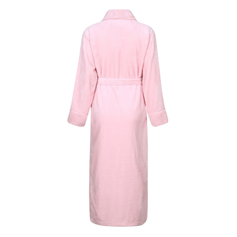Alwyn Home Longue robe de chambre en molleton chaud et doux pour femme, S, Rose