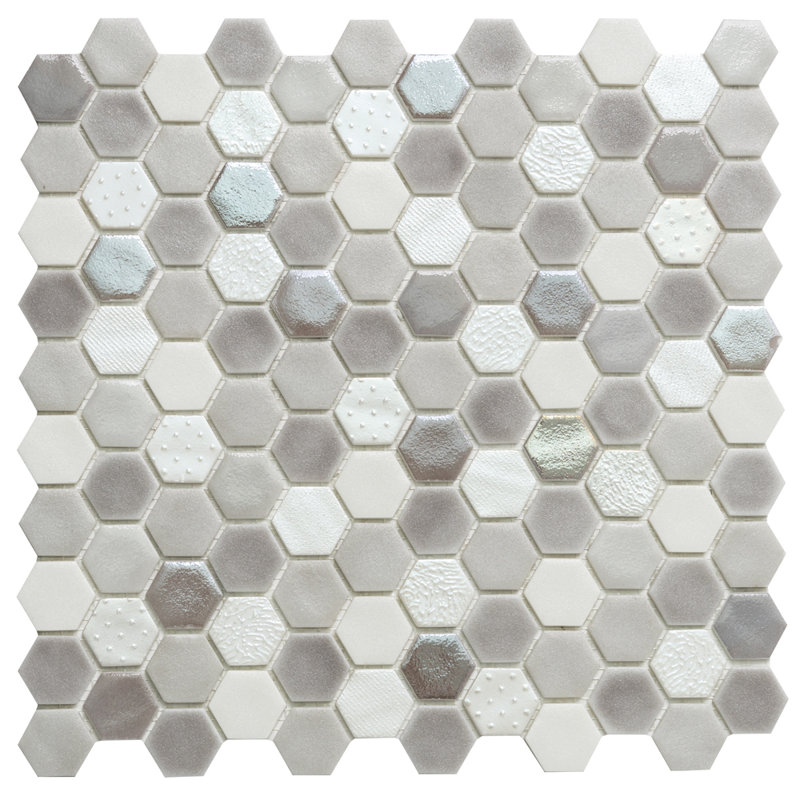 Carreau de mosaïque en verre 15 po x 12 po Eterna Hex