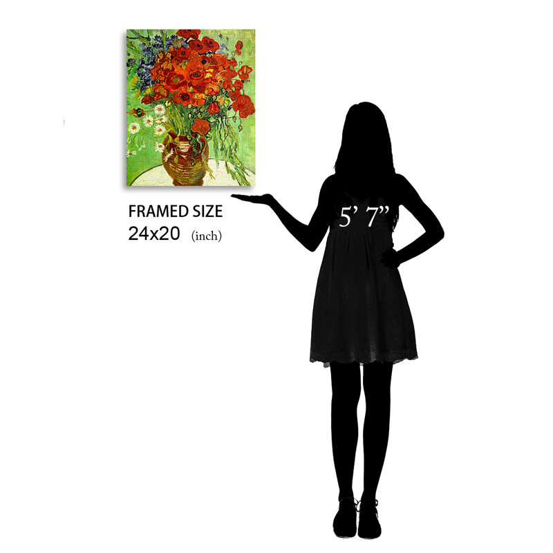 Coquelicots et marguerites rouges, Toile tendue, H 32 po x l 40 po