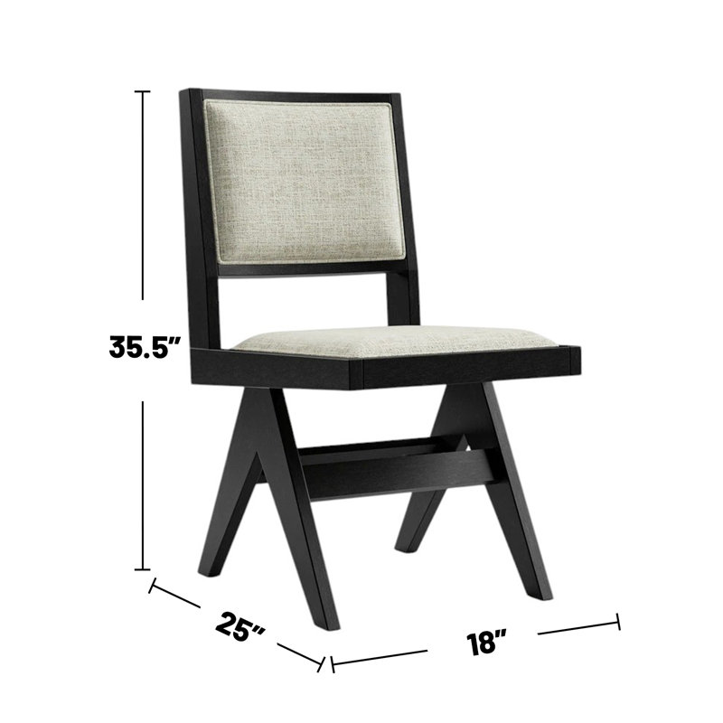 Ensemble de 2 chaises d'appoint de salle à manger rembourrées avec pieds en V inversés en noir et gris clair