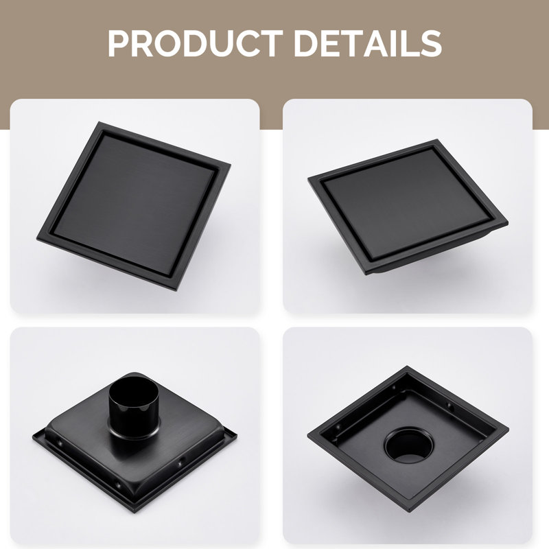 Tile-In Shower Drain, Black