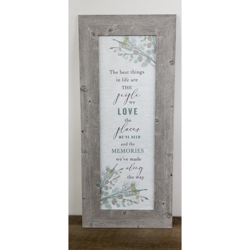 «The Best Things In Life Places People Friends Memories», art floral, panneau vertical, H 28 po x l 12 po