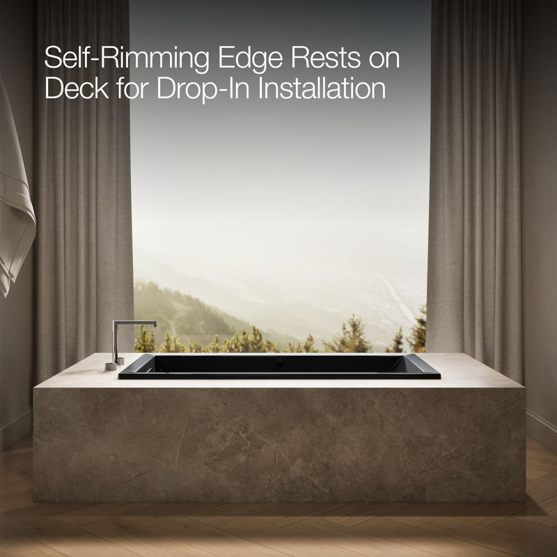 Underscore Heated Bubblemassage Air Bath with Whirlpool Reversible Drain, Black