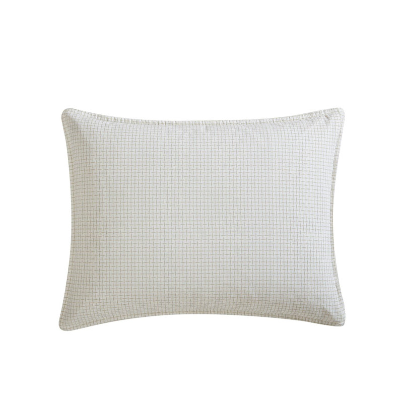 Twin White Cotton Reversible Comforter Set with Shams