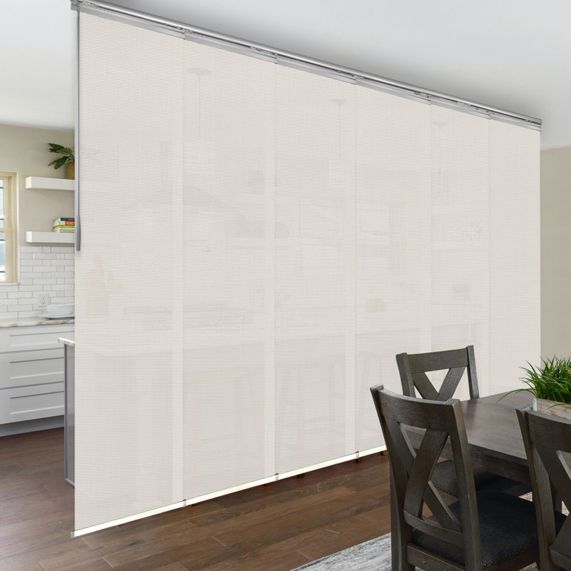 Meshed Tope Semi-Sheer Vertical Blind, Satin Nickel, 130"W x 116"L