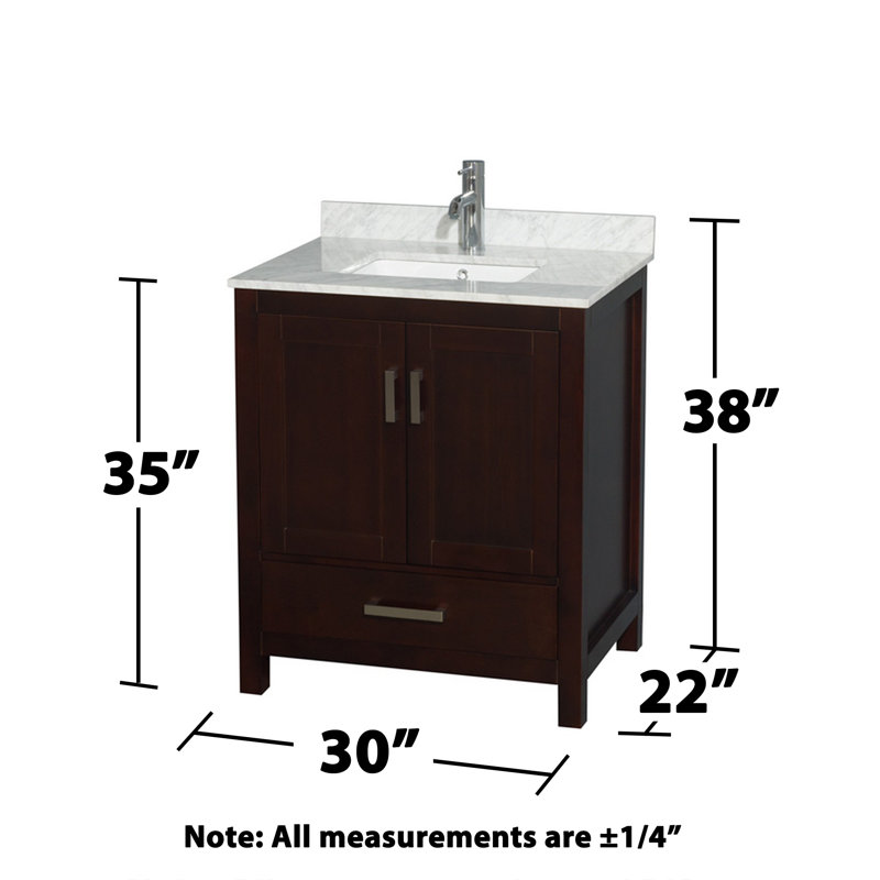 Sheffield 30" Freestanding Single Bathroom Vanity with Marble Top, Espresso