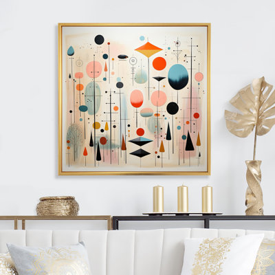 Reproduction d'art sur toile encadrée rose et bleu Mid Century Whimsical Wonders I