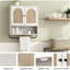 Armoire murale en rotin - Rangement de salle de bain Boho avec 2 portes arquées, tablettes réglables et barre à serviettes